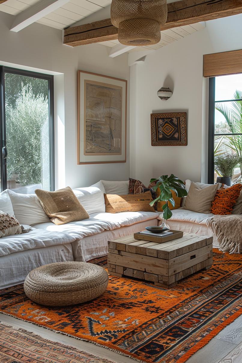 19 beautiful boho in the middle of the century modern living room 41 13. Eccentric floor pillow assembly 3