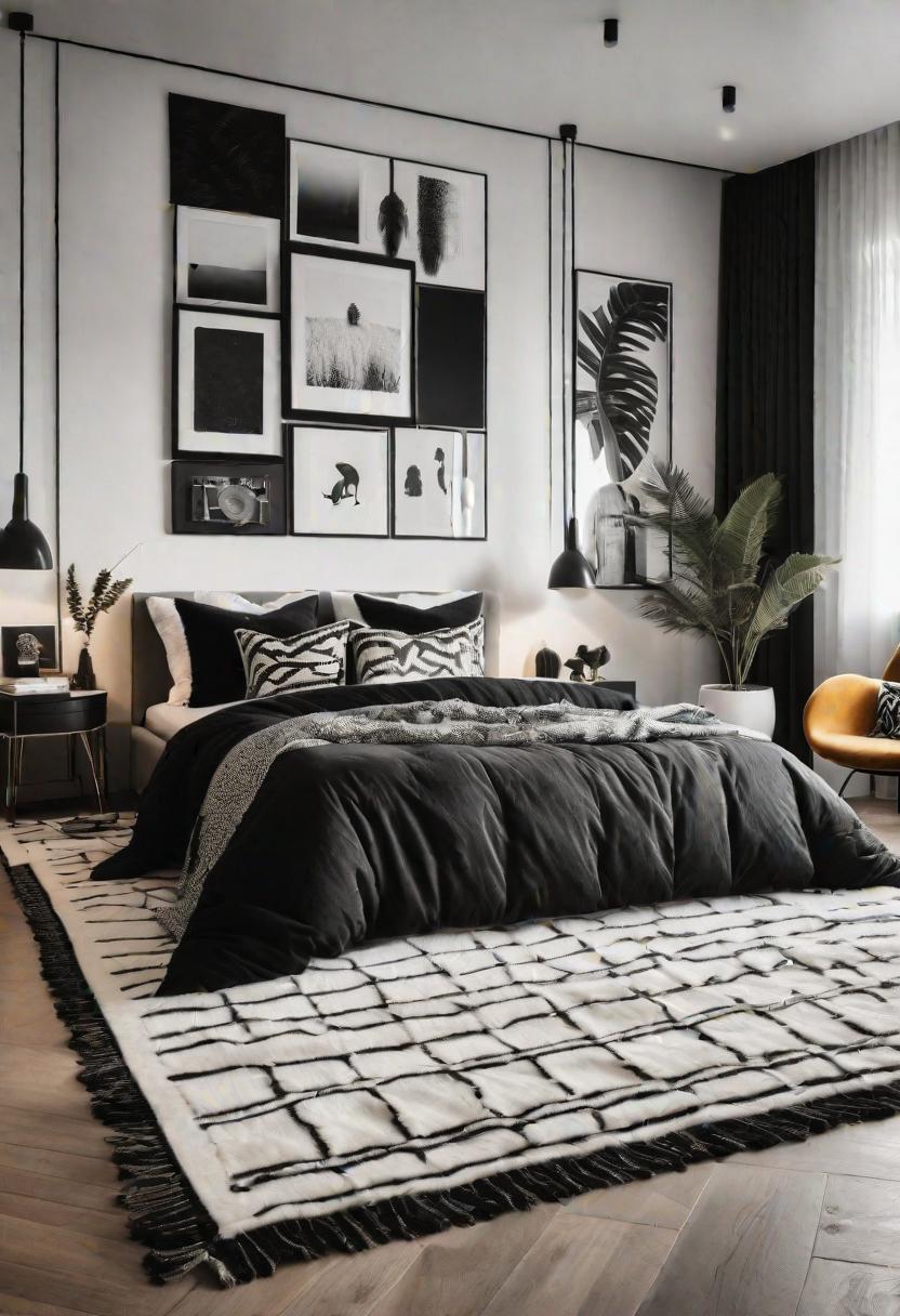45 Black and White Bedroom Ideas for Timeless Elegance 21 19. Eclectic Black & White Decor-0