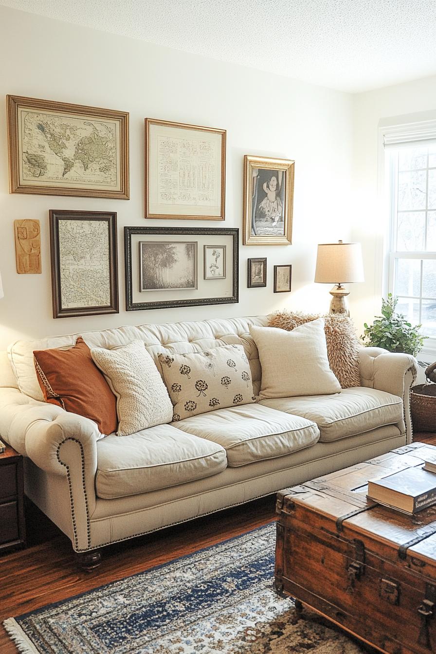 20 breathtaking living room wall decoration ideas 15 4. Eklectic frame gallery wall Inspiration-2