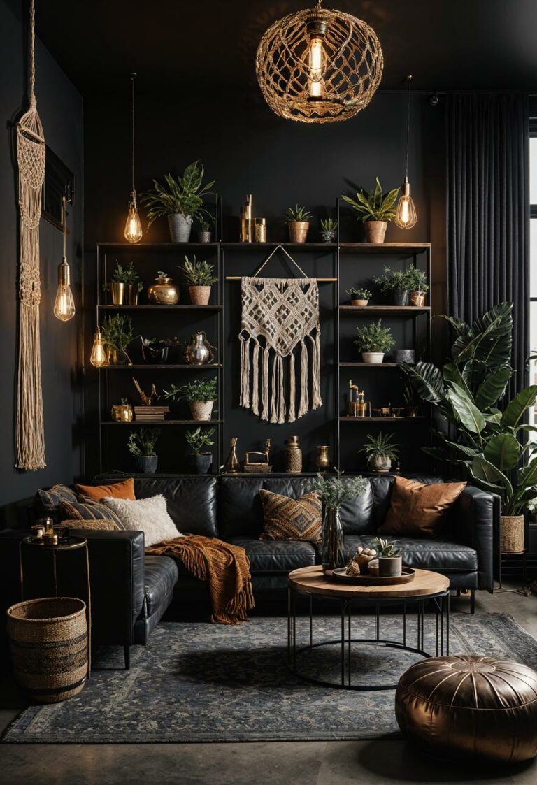 35 Gorgeous Dark Boho Living Room Inspirations