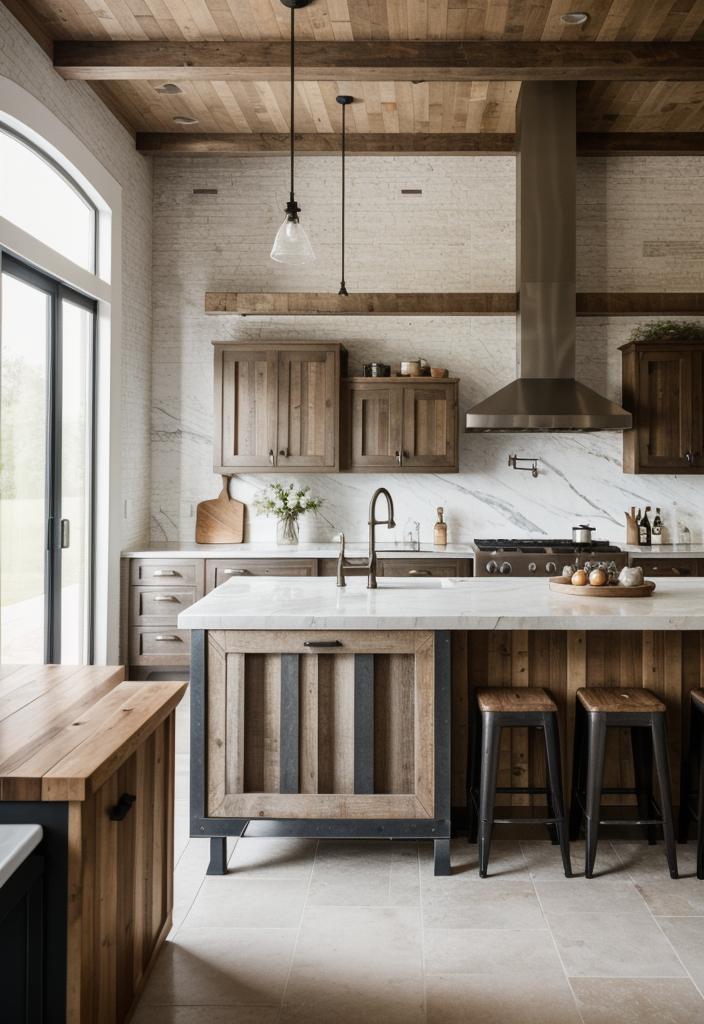 33 Modern Farmhouse Kitchen Ideas: Blending Rustic Charm with Contemporary Design 27 22. Eclectic Island Design Palette-0