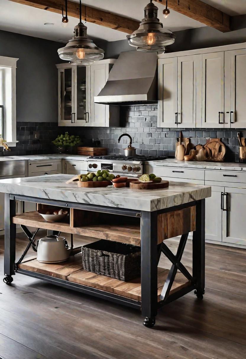 33 Modern Farmhouse Kitchen Ideas: Blending Rustic Charm with Contemporary Design 28 22. Eclectic Island Design Palette-1