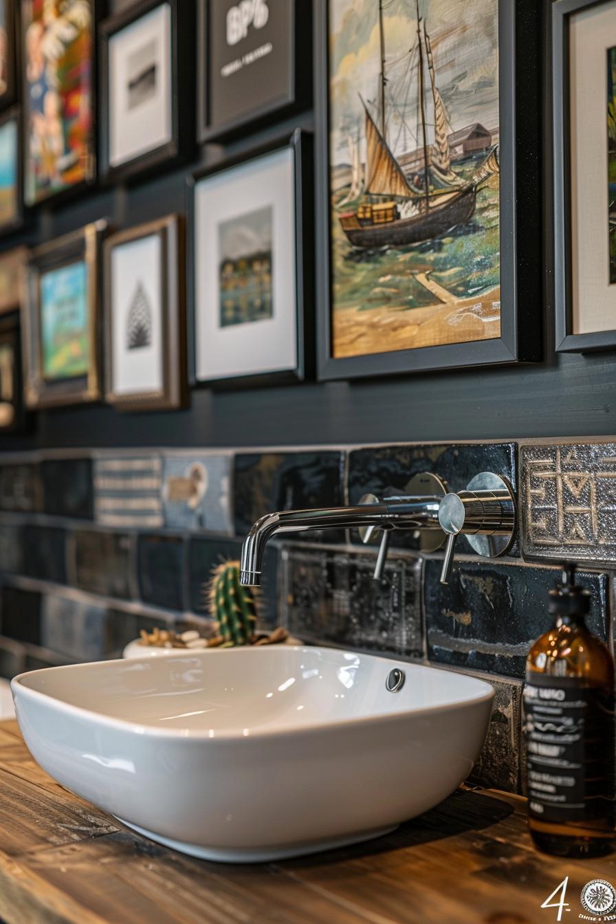 21 breathtaking bathroom wall decoration ideas to inspire them 32 16. Eklectic mini art gallery 0