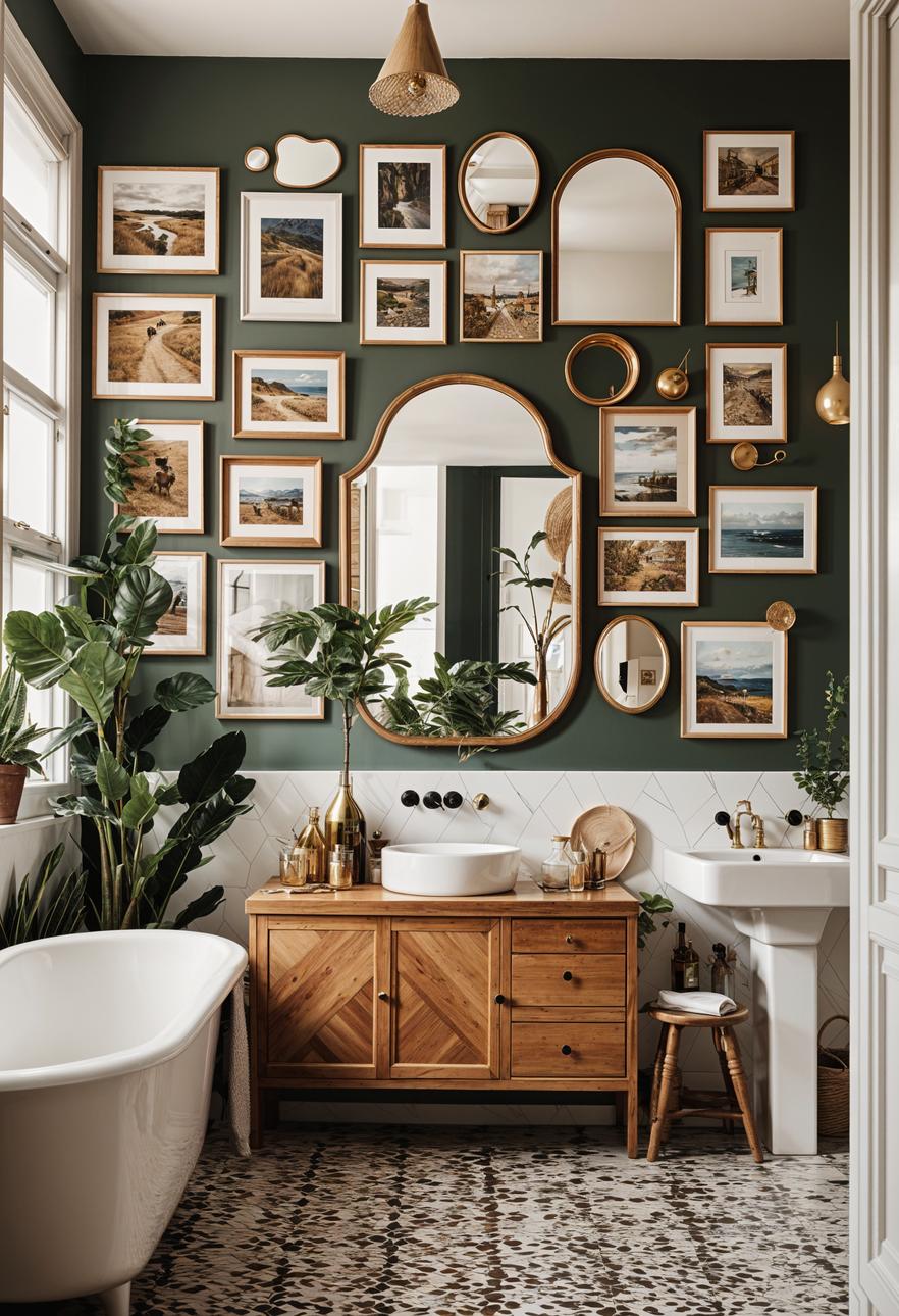 27 Dreamy Boho Bathroom Inspirations for Your Home Makeover 36 20. Eclectic Mirror Gallery Wall Ideas-1