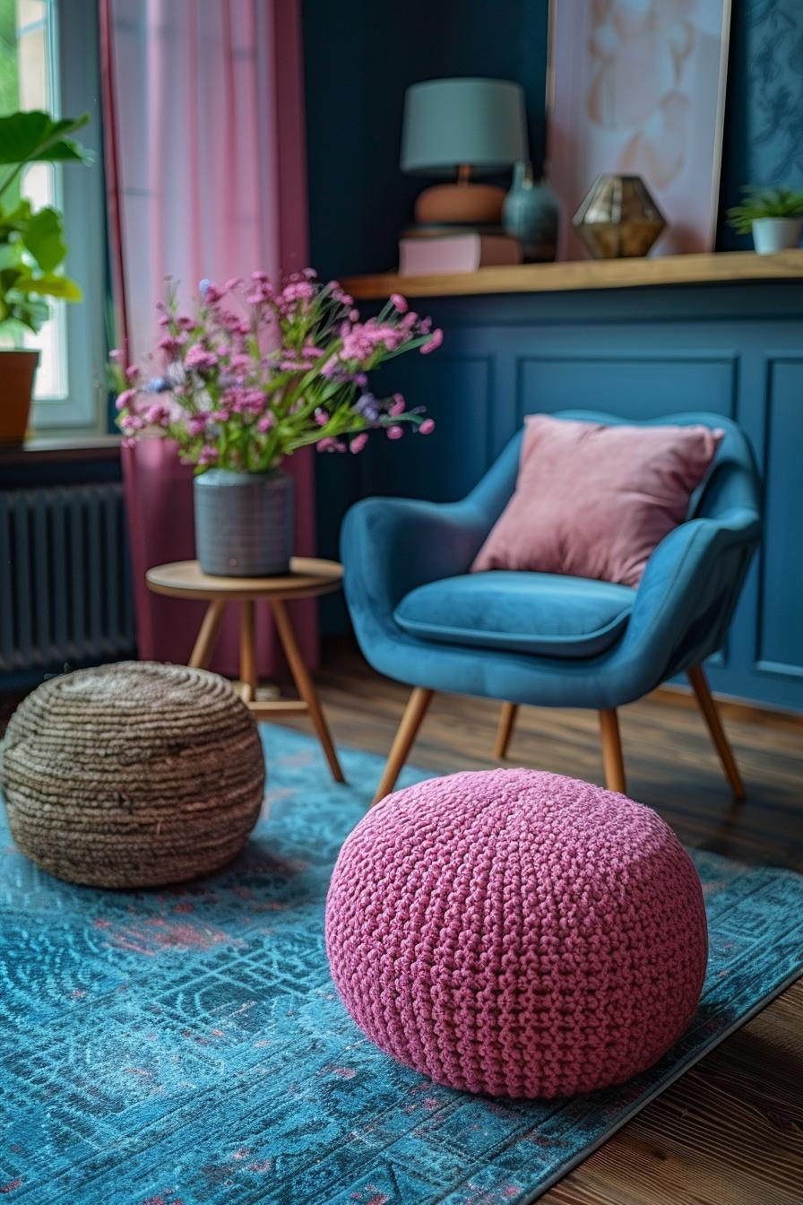 21 Cozy middle of the century modern living room ideas 40 13. Eklectic carpet pairing with seating-1