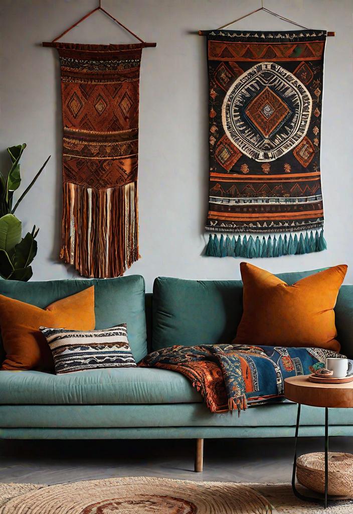 40 Breathtaking accent walls in living room Ideas 41 38. Eclectic Tapestry Accent Walls-0