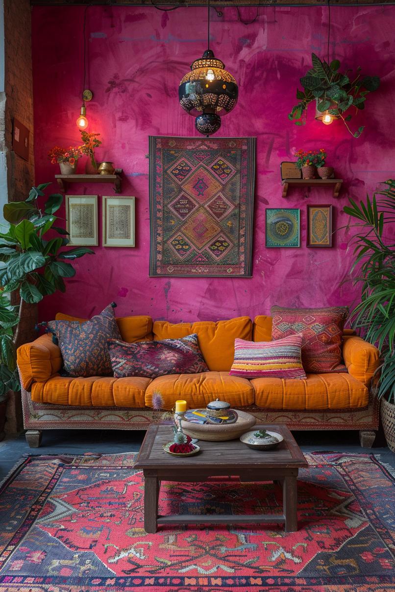19 beautiful boho in the middle of the century modern living room 37 12. Eklectic wall decoration inspiration-3