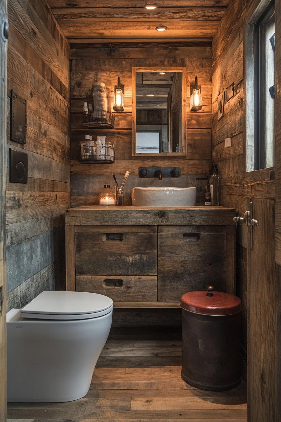 25 Genius tiny bathroom ideas for your makeover 70 25. Environmentally friendly bathroom with recovered wood-3