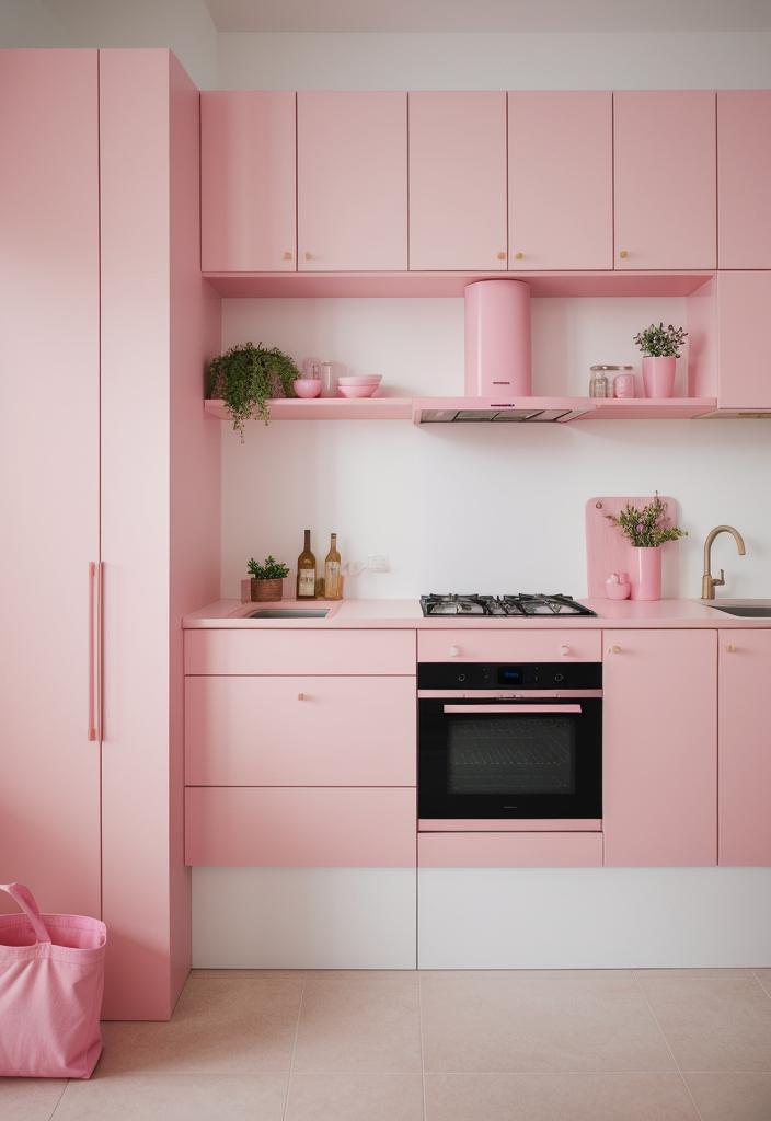 35 Charming Pink Kitchen Ideas: a Feminine Flair in Your Cooking Space 33 28. Eco-Friendly Pink Peony Storage Solutions-0