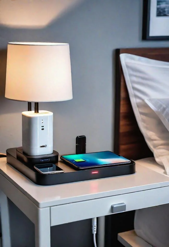 30 gemütliche und inspirierende Gästeschlafzimmer Ideen 4 2. Ladestation mit elektronischer Geräte-Ladestation-0