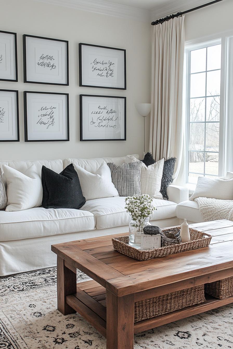 20 breathtaking living room wall decoration ideas 43 12. Elegant monochromatic quote gallery Wall-0