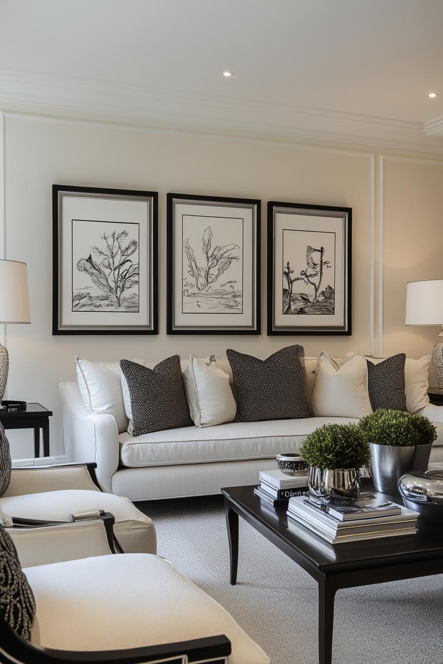 20 breathtaking living room wall decoration ideas 45 12. Elegant monochromatic quote gallery wall-2
