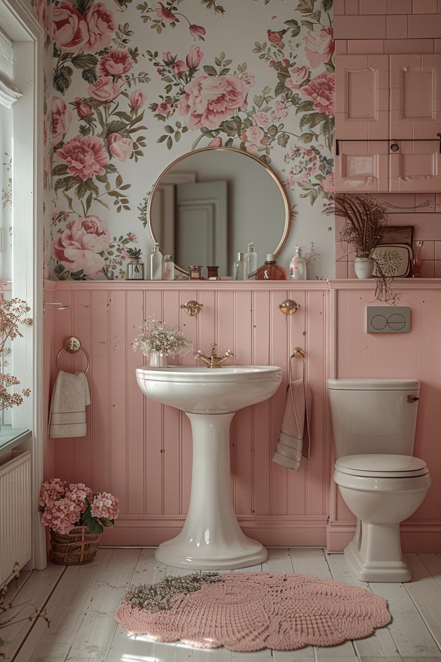 20 aesthetic bathroom designs for your home processing 12 6. Elegant romantic pink powder room-0