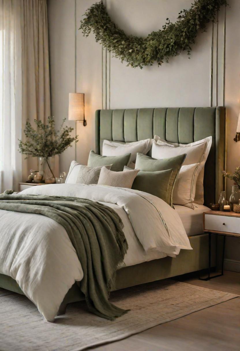 39 Sage Green Farmhouse Bedroom Ideas: Trendy Rustic Chic 46 28. Elegant Sage Green Bedroom Decor-0