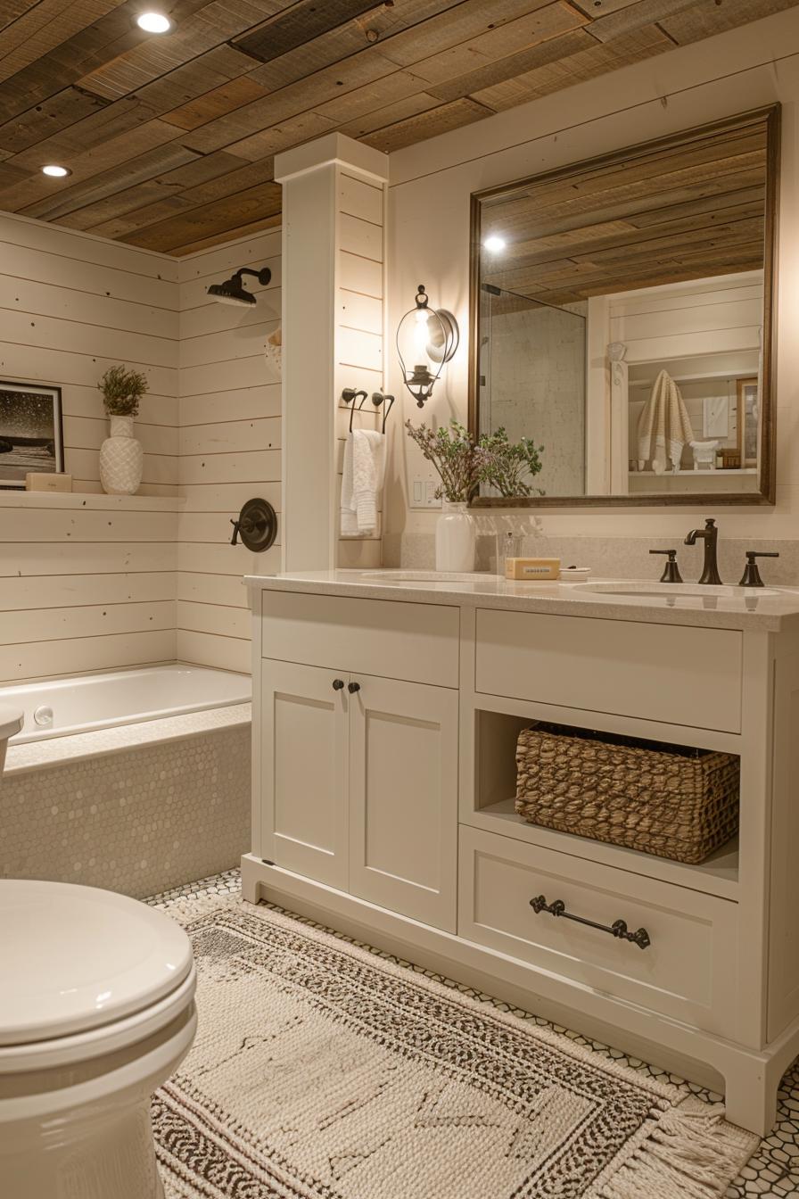 15 beautiful Shiplap bathroom styles to impress your guests 17 7. Elegant vintage shipap bathroom inspiration-2