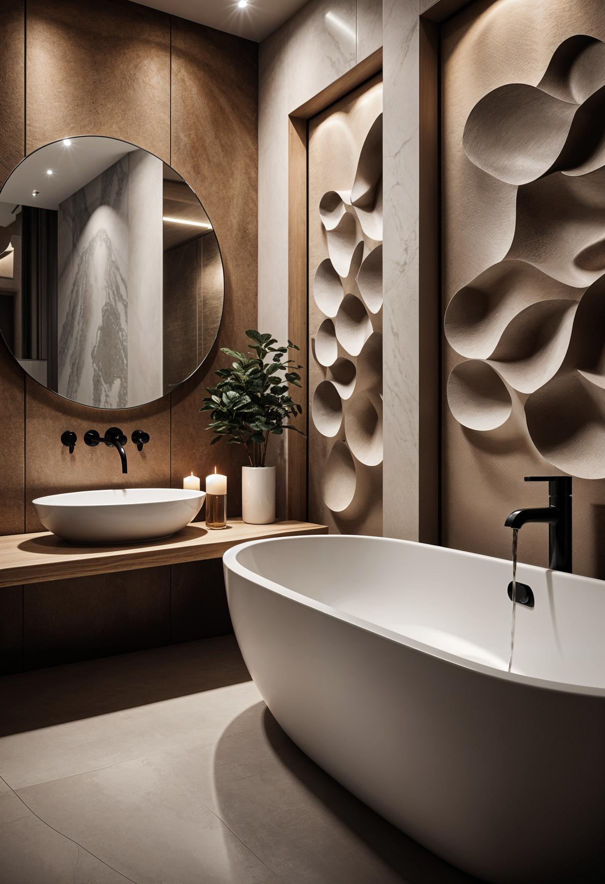 21 breathtaking bathroom wall decoration ideas to inspire you 40 19. Lift your bathroom with sculpture-2