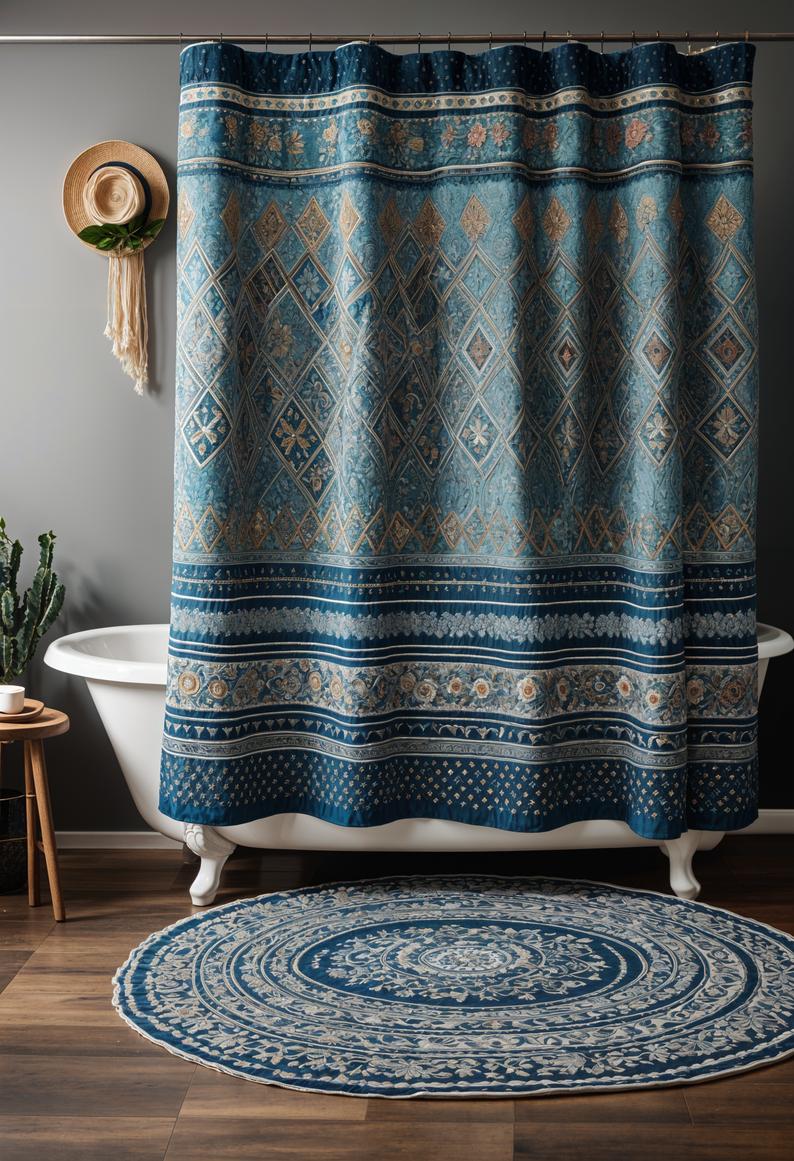 27 Dreamy Boho Bathroom Inspirations for Your Home Makeover 25 15. Embroidered Boho Shower Curtains-0