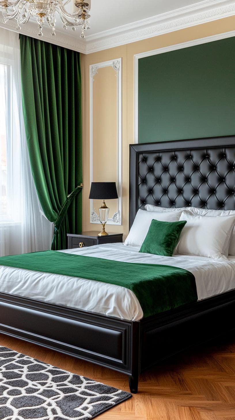 20 elegant black and green bedroom ideas that you have to see 8 2. Emer head accents: integrate