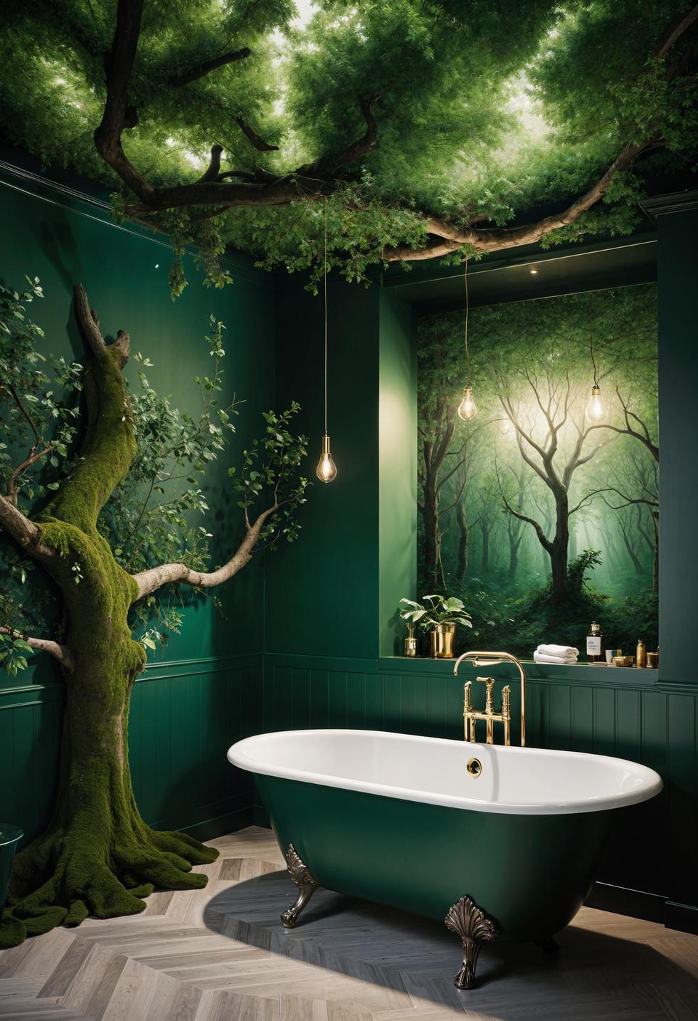 27 wunderschöne grüne Badezimmerideen für einen frischen Look 21 15. Enchanted Forest Badezimmer Design-0
