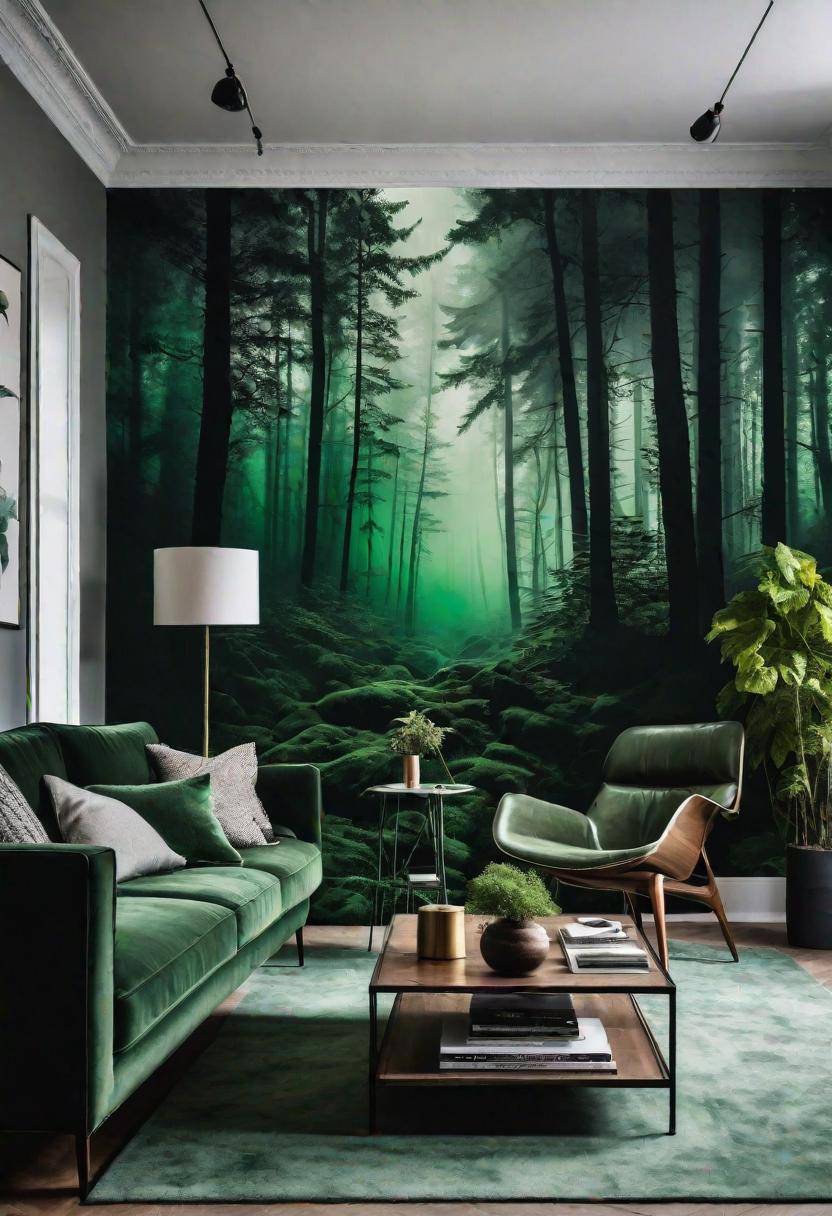 29 Moody Wohnzimmer Ideen: Erstellen Sie eine bezaubernde Atmosphäre 23 21. Enchanted Forest Wall Murals-0