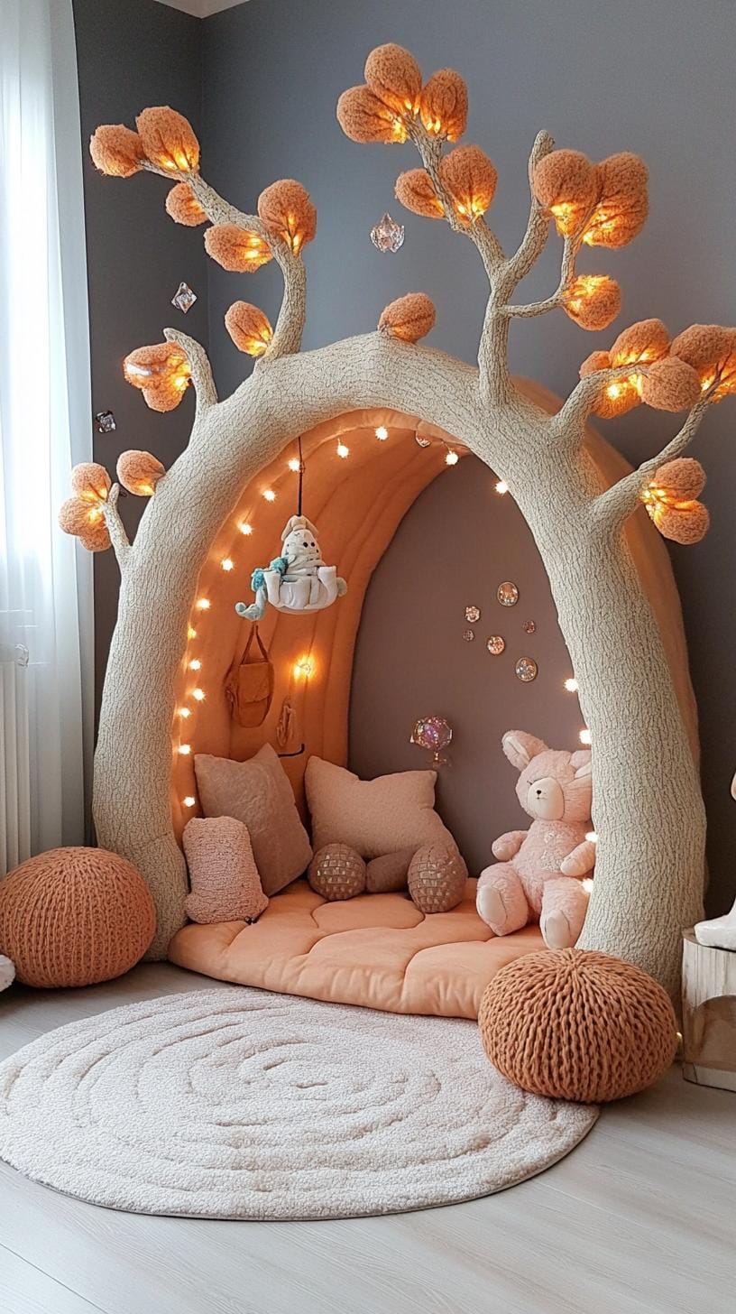 21 Enchanted Forest Nurily Ideas for a magical mood 53 19. Enchanted Glimmer Nook with crystal accents and gentle lighting-1