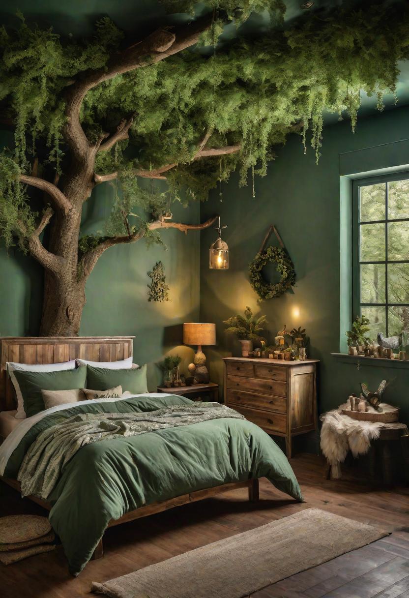 39 Sage Green Farmhouse Bedroom Ideas: Trendy Rustic Chic 25 14. Enchanted Sage Green Room Design-1