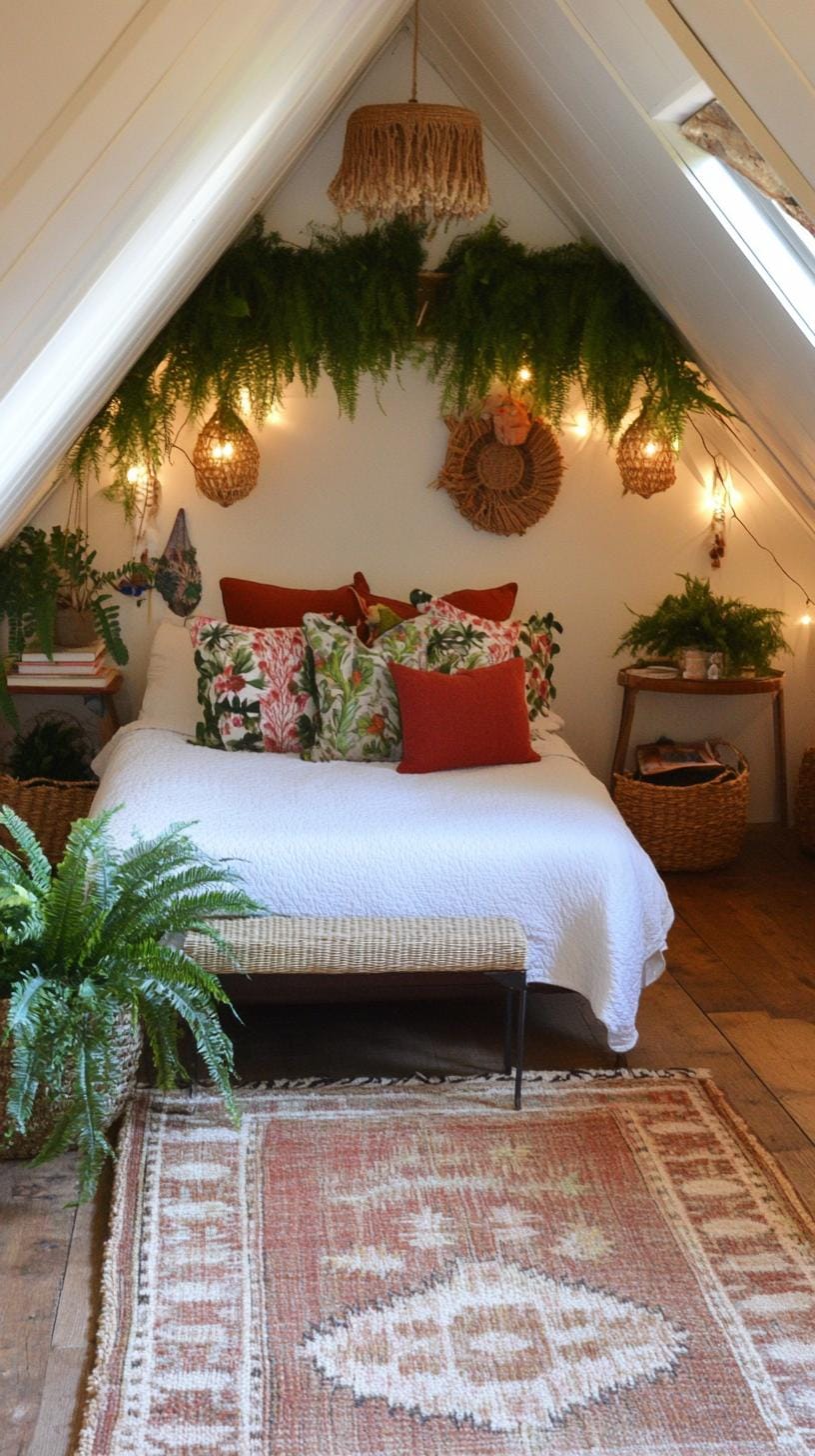 20 super cozy small roof tree bedroom ideas to explore today 59 59 19. Enchanted Woodland decorated with forest green and deep-brown colors with botanical elements-1