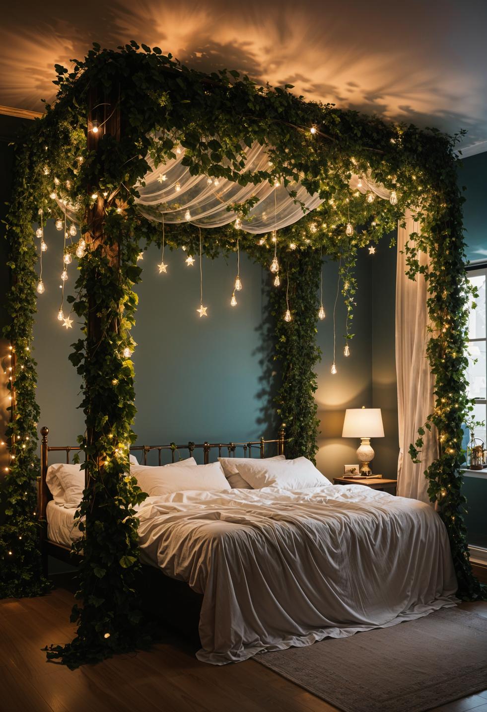 39 Dreamy Bedroom Decor Ideas (New) 8 6. Enchanting Bedroom Fairy Lights-0
