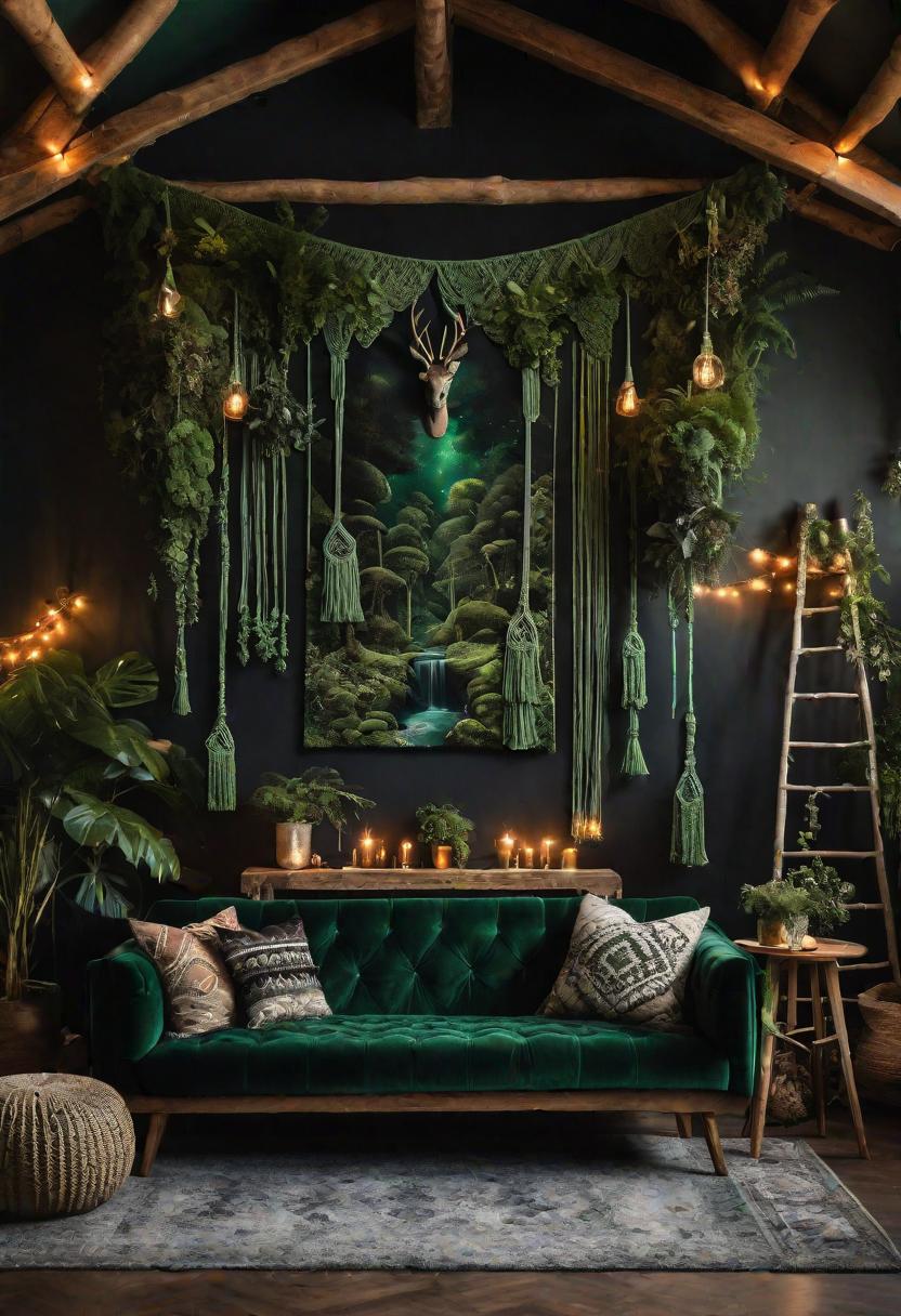35 Gorgeous Dark Boho Living Room Inspirations 33 20. Enchanting Dark Boho Oasis-0