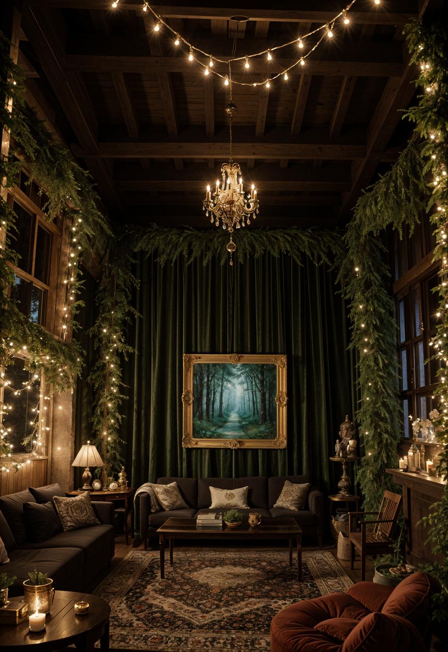 35 Gorgeous Dark Boho Living Room Inspirations 34 20. Enchanting Dark Boho Oasis-1