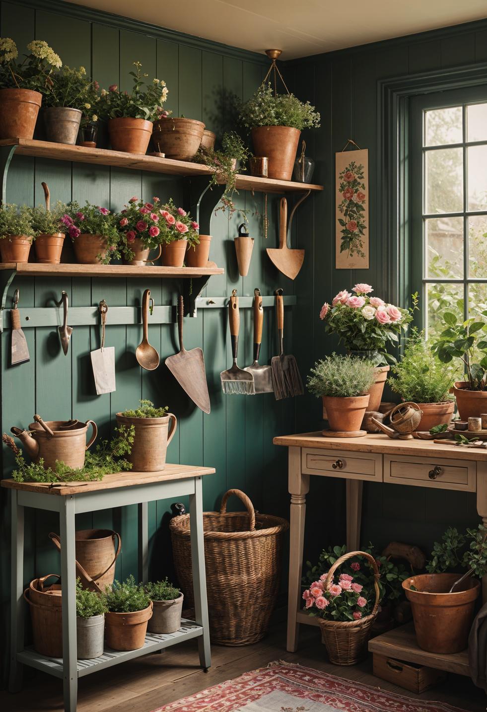 48 Super Cute Dream Room Inspirations for Ultimate Coziness! 42 30. Enchanting Potting Shed Corner Decor-1