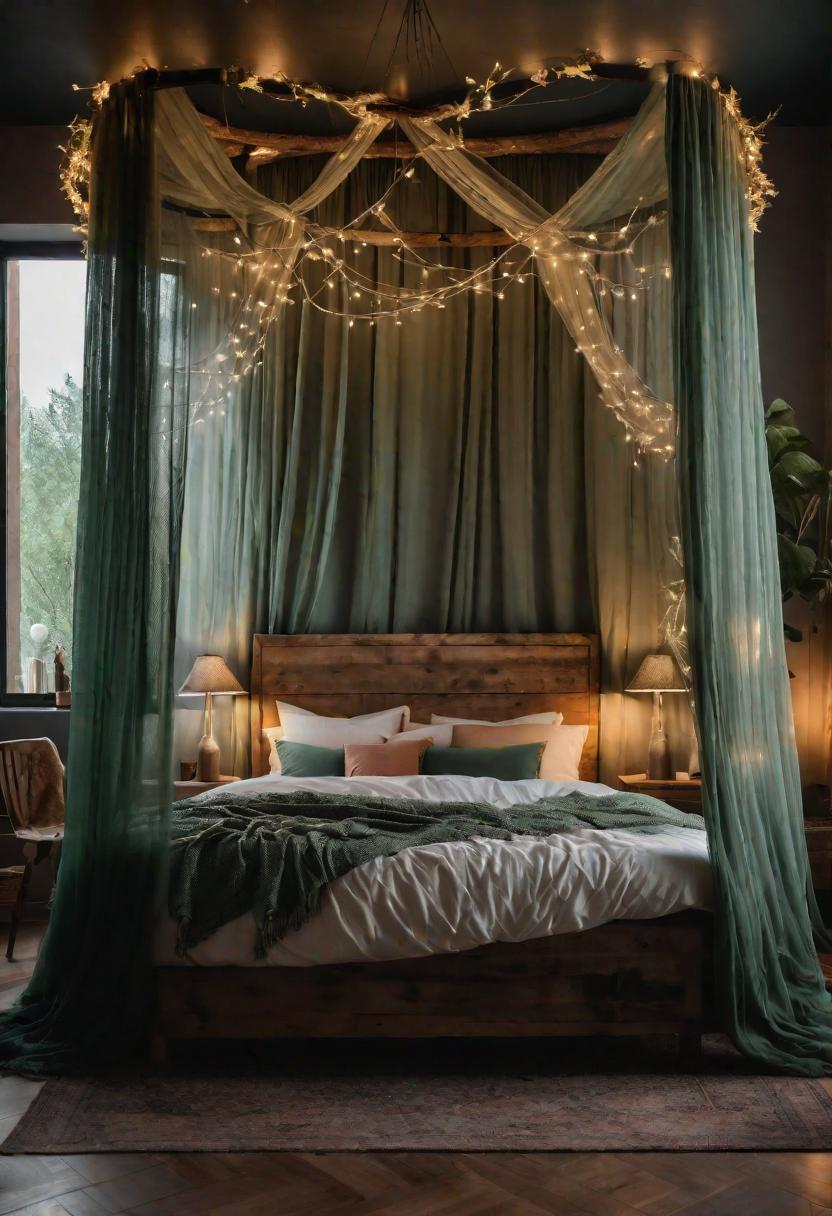 39 Sage Green Farmhouse Bedroom Ideas: Trendy Rustic Chic 12 5. Enchanting Sage Green Canopy Bed-1