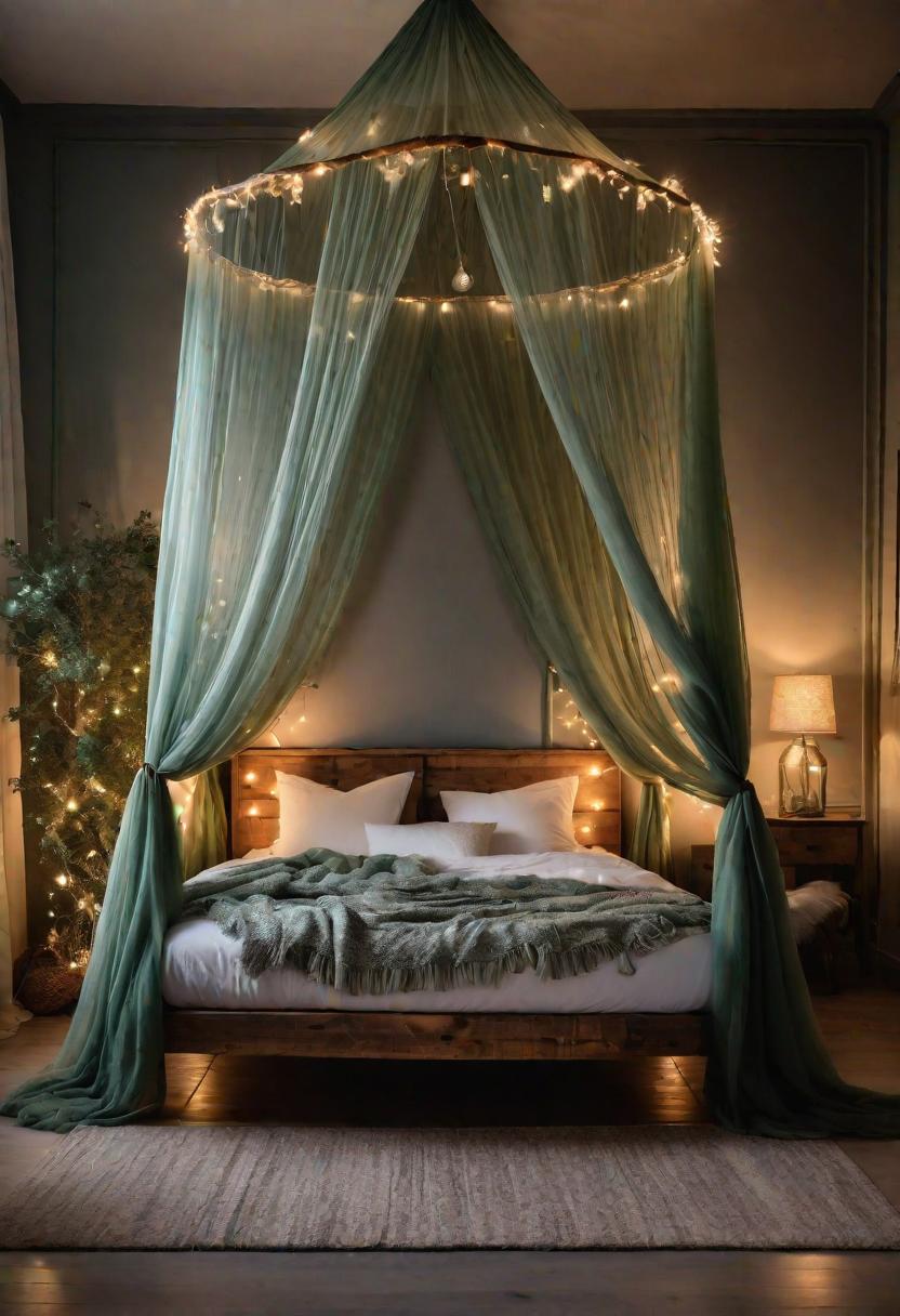 39 Sage Green Farmhouse Bedroom Ideas: Trendy Rustic Chic 13 5. Enchanting Sage Green Canopy Bed-2