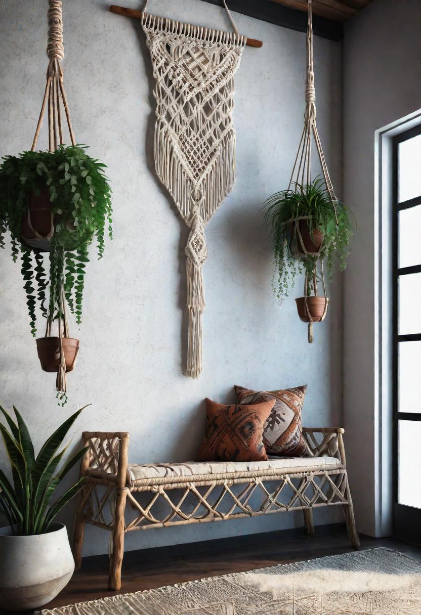 39 Chic Small Entrance Hall Ideas: Creative Solutions for Welcoming Spaces 25 22. Entryway Macrame Plant Hangers-0