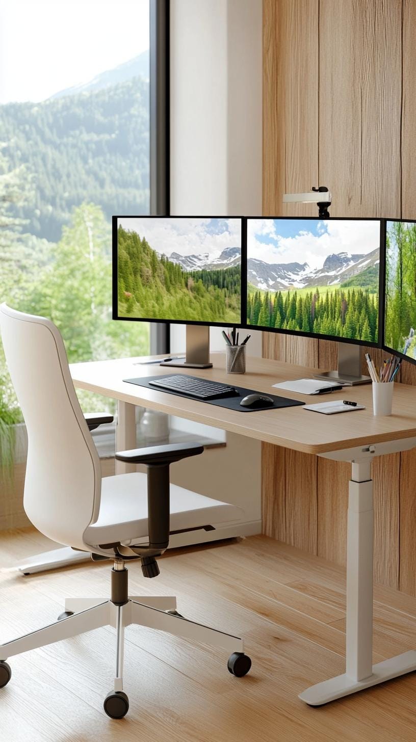 31 Home Office Ideas to Upgrade Your Work From Home Setup 72 26. Ergonomic setup with dual monitors and adjustable chair-1