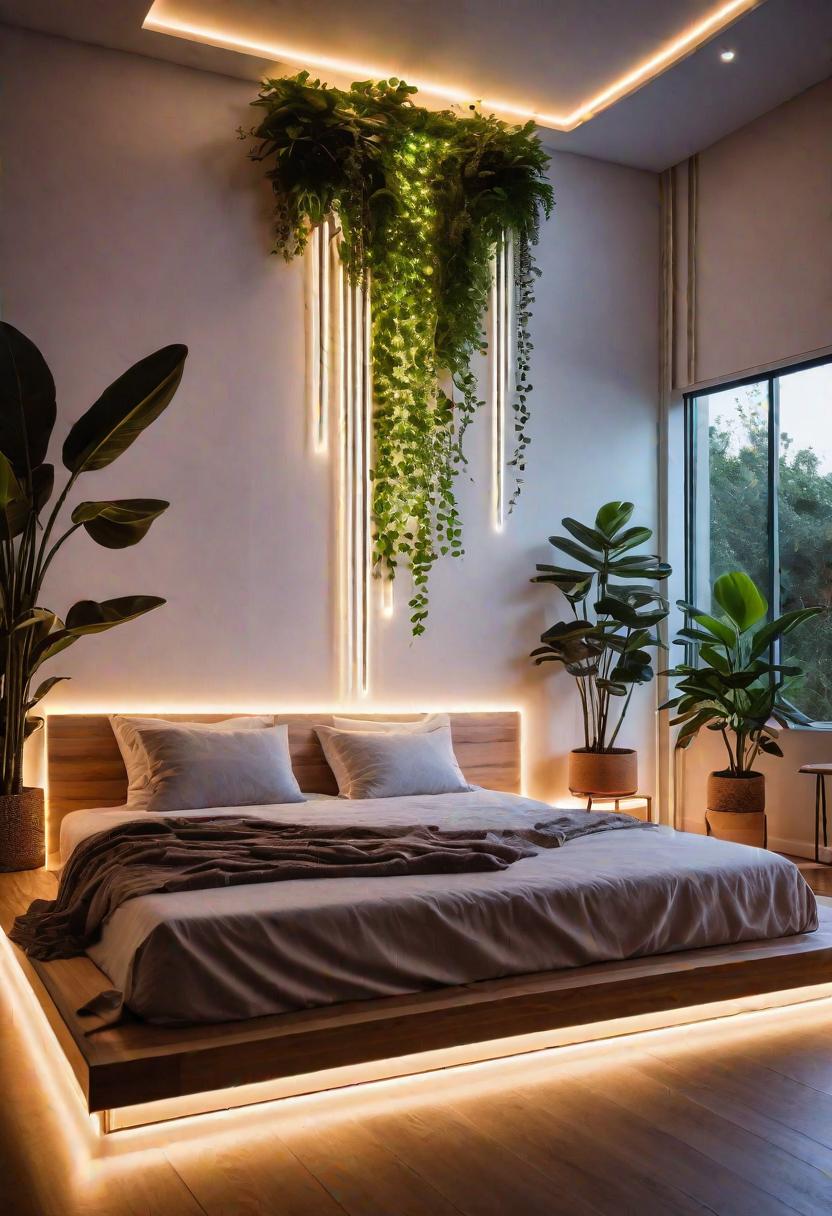 Glow Up Your Bedroom: 33 Chic and Cozy LED Aesthetic Ideas 23 21. Ethereal Plant Glow: LED Planters-0