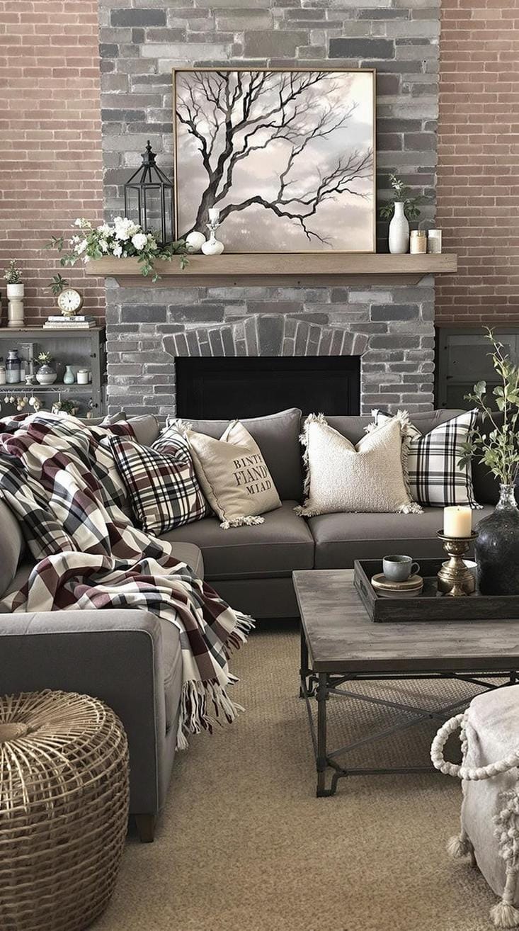 21 Best industrial farmhouse living room ideas to inspire 50 17. Explore an industrial farmhouse layout with desperate textures against subdued textiles such as checkered throwing ceilings or sack linen pillow-0