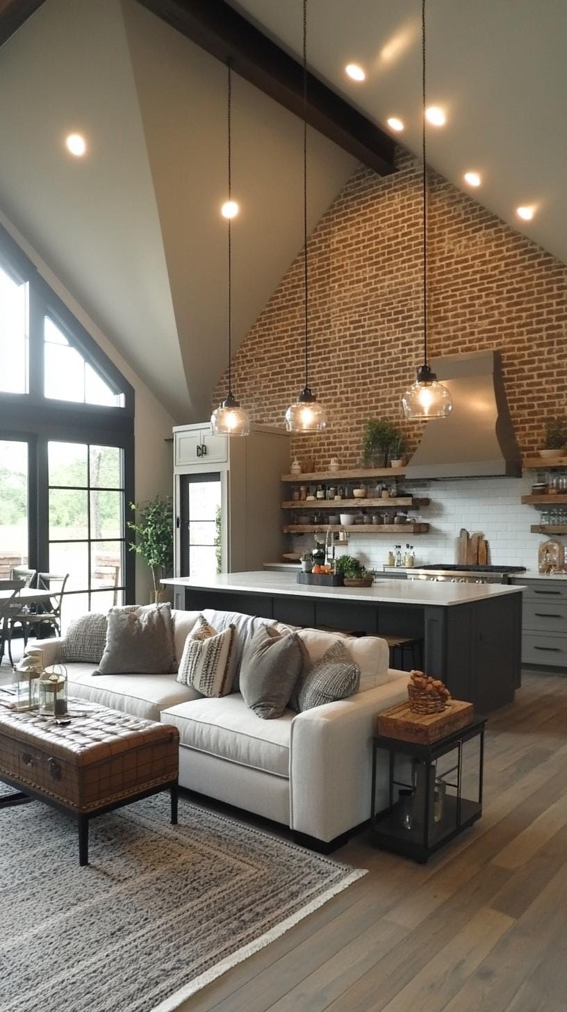 23 Best modern farmhouse living room ideas to inspire you 31 10. Freeling brick or ship walls to add rustic heat-2