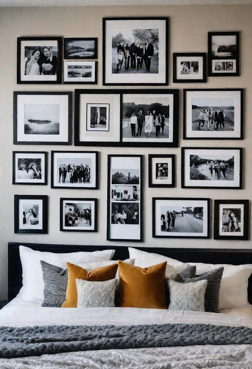 61 Inspiring Bedroom Wall Decor Ideas: Transform Your Space into a Dreamy Retreat 13 11. Family Photo Gallery Wall-0