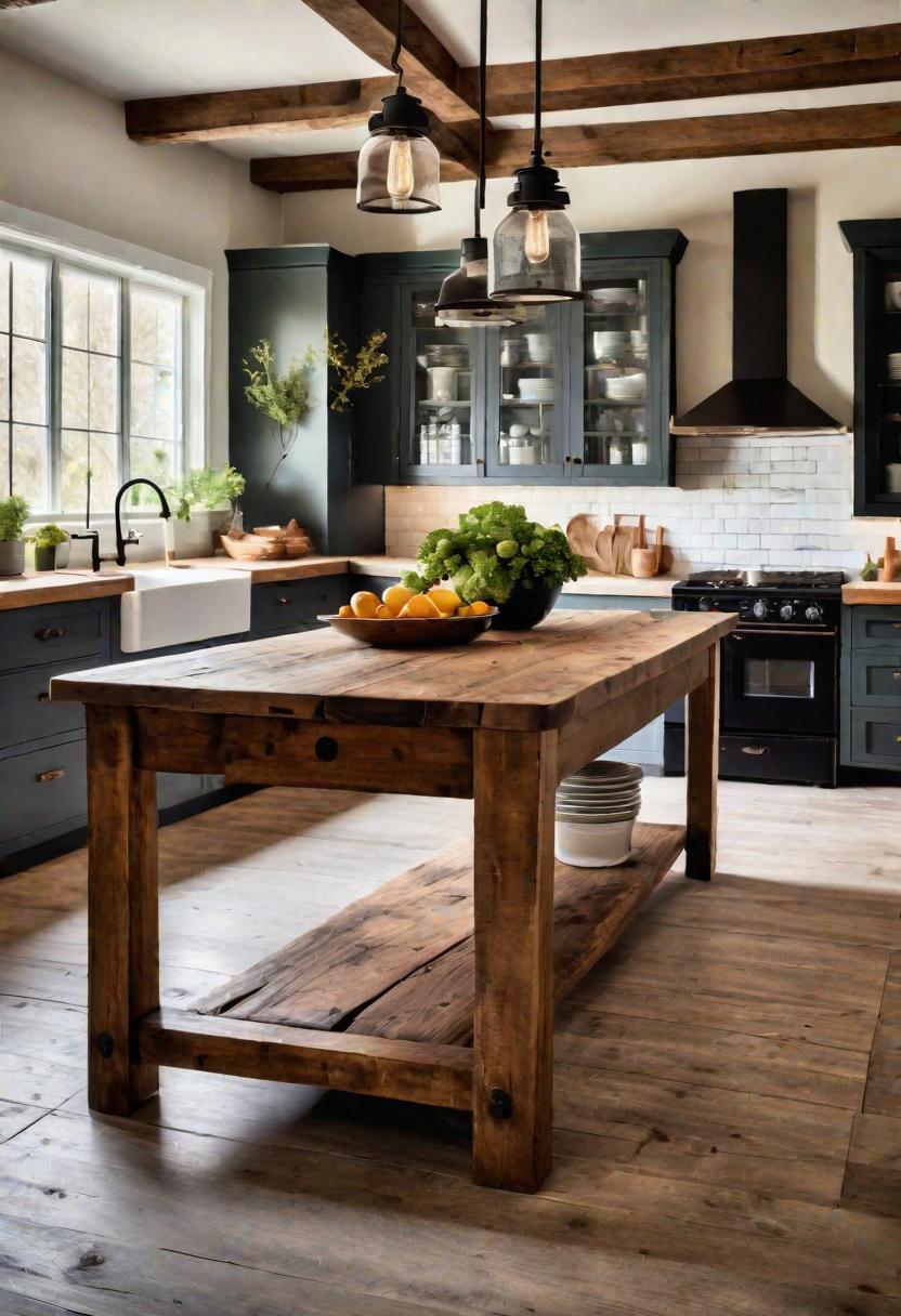 33 Modern Farmhouse Kitchen Ideas: Blending Rustic Charm with Contemporary Design 42 33. Farm Table Kitchen Island Conversion-0
