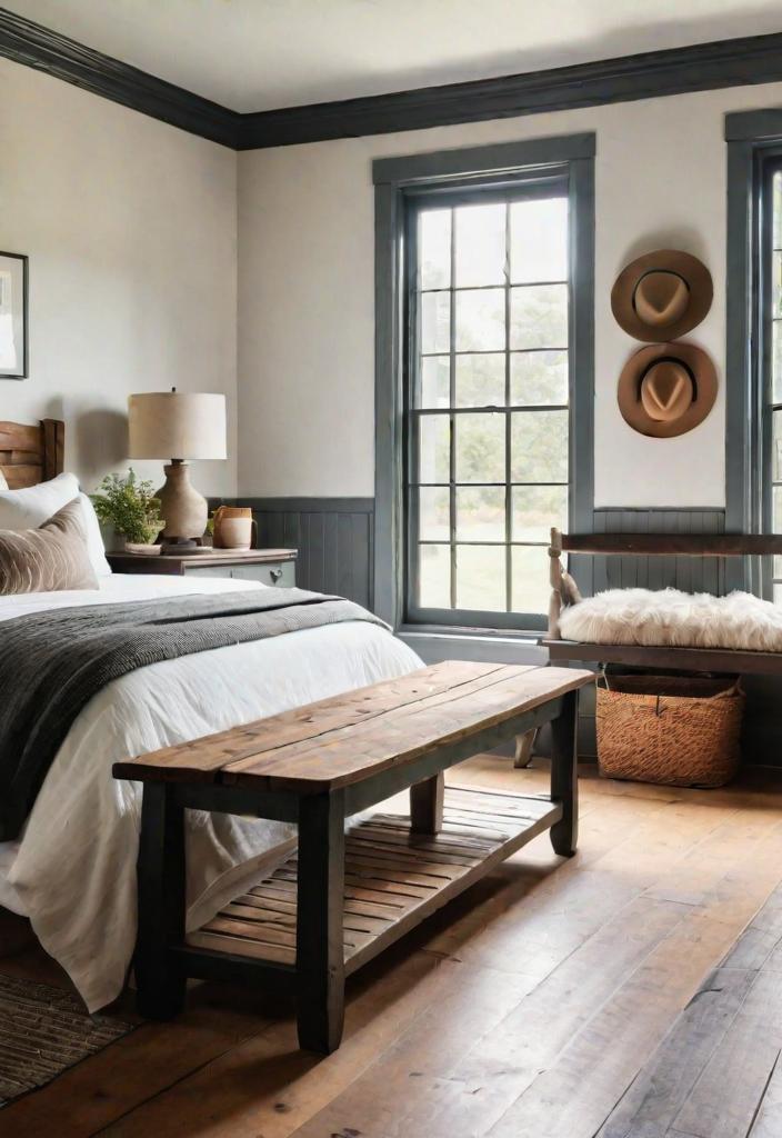 38 Genius Farmhouse Bedroom Ideas 19 17. Farmhouse Bed Bench-0