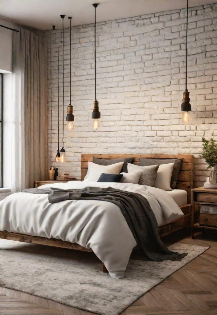 38 Genius Farmhouse Bedroom Ideas 20 18. Farmhouse Bedroom: Whitewashed Brick-0