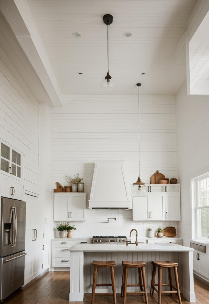 33 Modern Farmhouse Kitchen Ideas: Blending Rustic Charm with Contemporary Design 7 5. Farmhouse Fusion: Shiplap Brick Combo-0