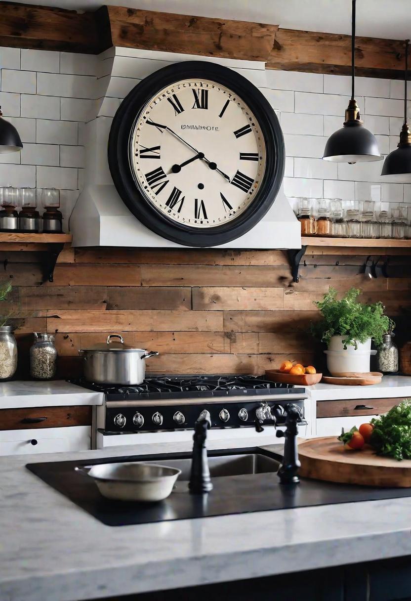 33 Modern Farmhouse Kitchen Ideas: Blending Rustic Charm with Contemporary Design 25 21. Farmhouse Kitchen Clock Spotlight-0