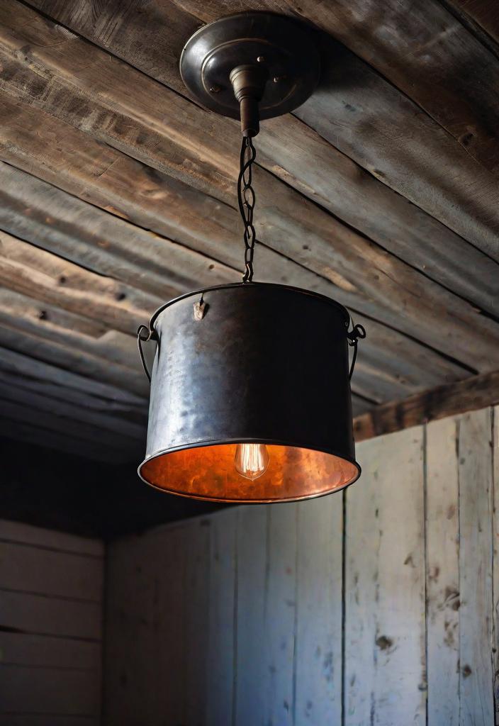 38 Genius Farmhouse Bedroom Ideas 33 31. Farmhouse lighting hack: iron bucket-0