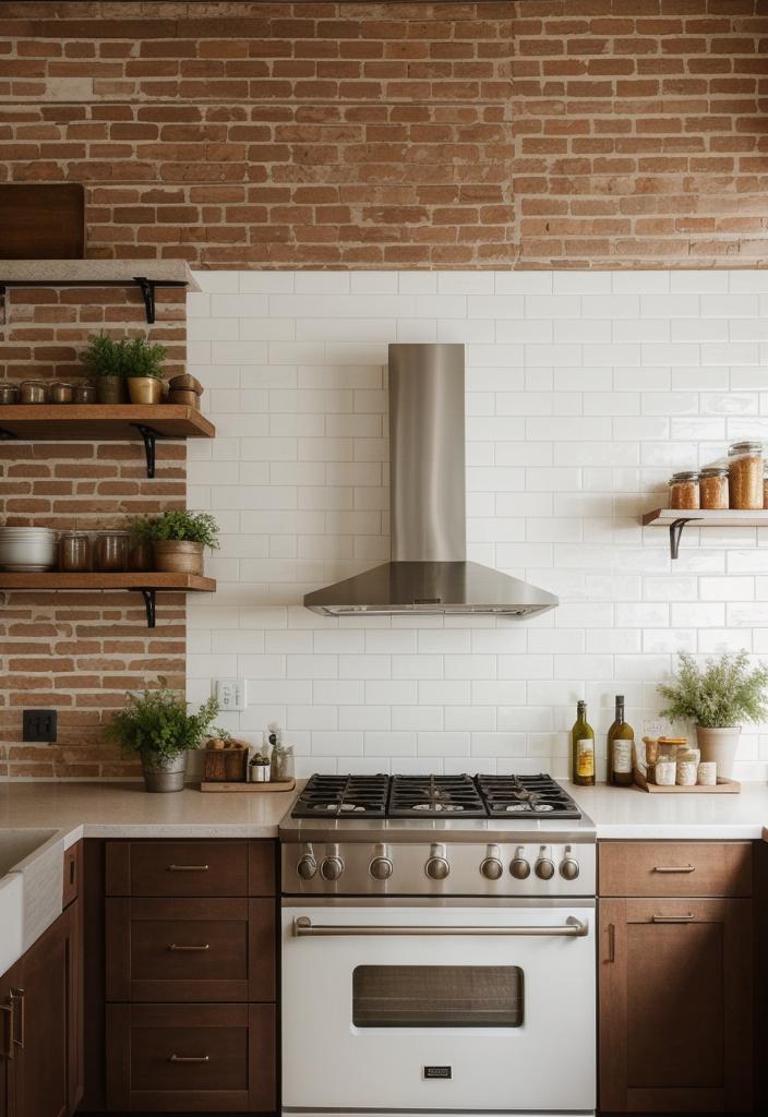35 Stunning Kitchen Backsplash Ideas: Creative and Eye-Catching Designs 28 19. Faux Brick Wallpaper for Kitchen-0
