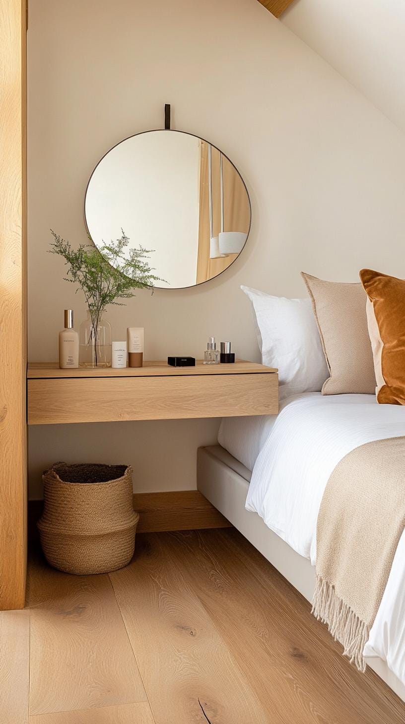 15 Genius Small attic bedroom ideas to maximize the room 14 4. Floating beauty table with mirror: a compact washbasin that saves space and adds elegance-2 at the same time