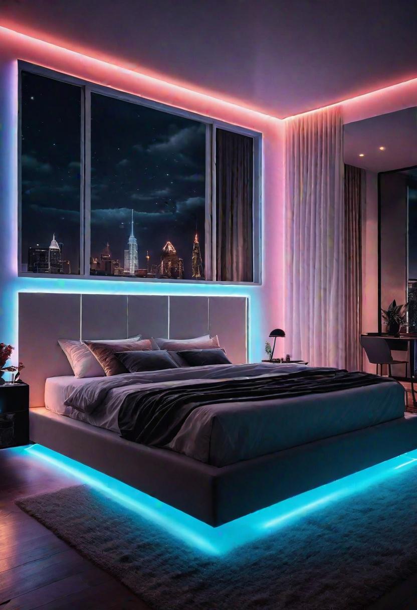 Glow Up Your Bedroom: 33 Chic and Cozy LED Aesthetic Ideas 13 11. Floating Bed with LED Strips-0