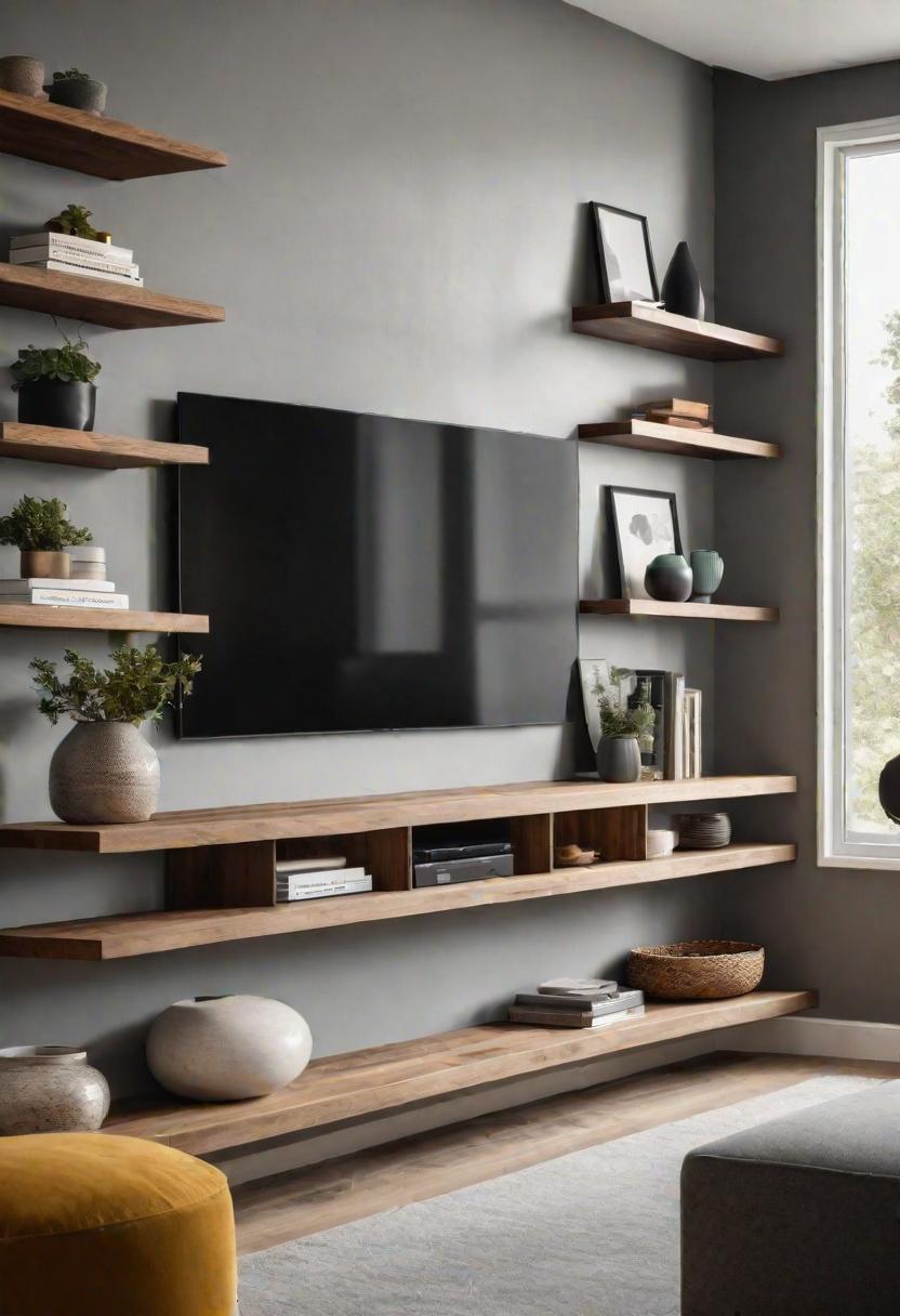 37 Cozy Contemporary Living Room Ideas: Modern Elegance 30 28. Floating Shelves for Decor Display-0