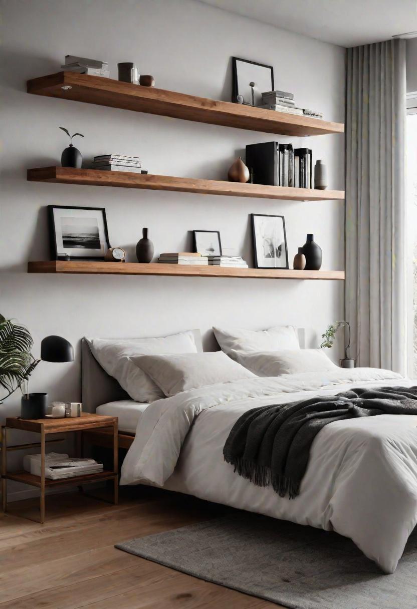 21 Serene minimalist bedroom ideas for 2024 5 3 .. Floating shelves for minimalist bedroom-0